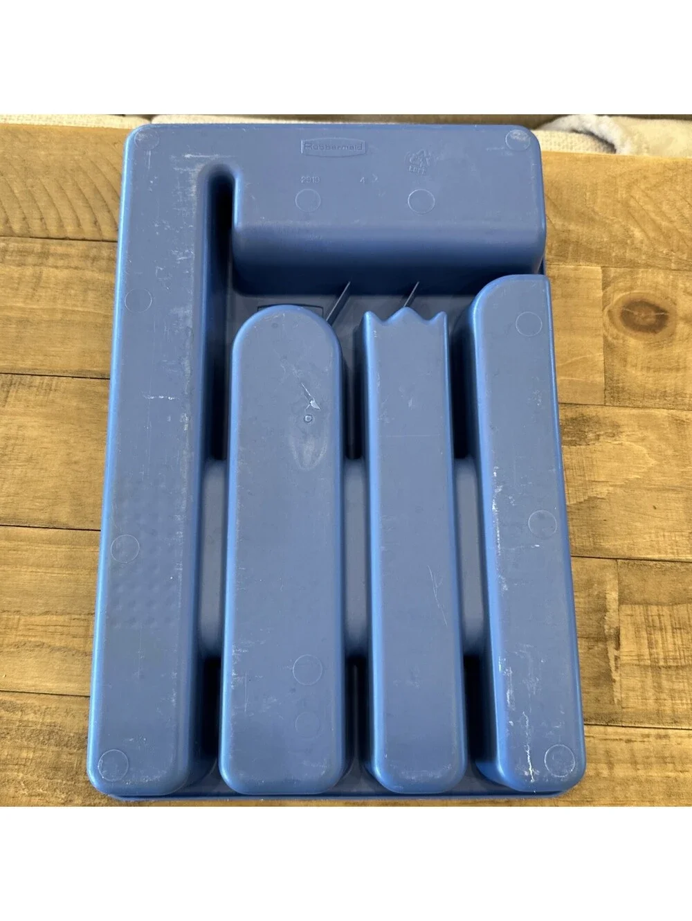 Vintage Rubbermaid Silverware Flatware Kitchen Utensil Tray Blue 5 Slot #2919